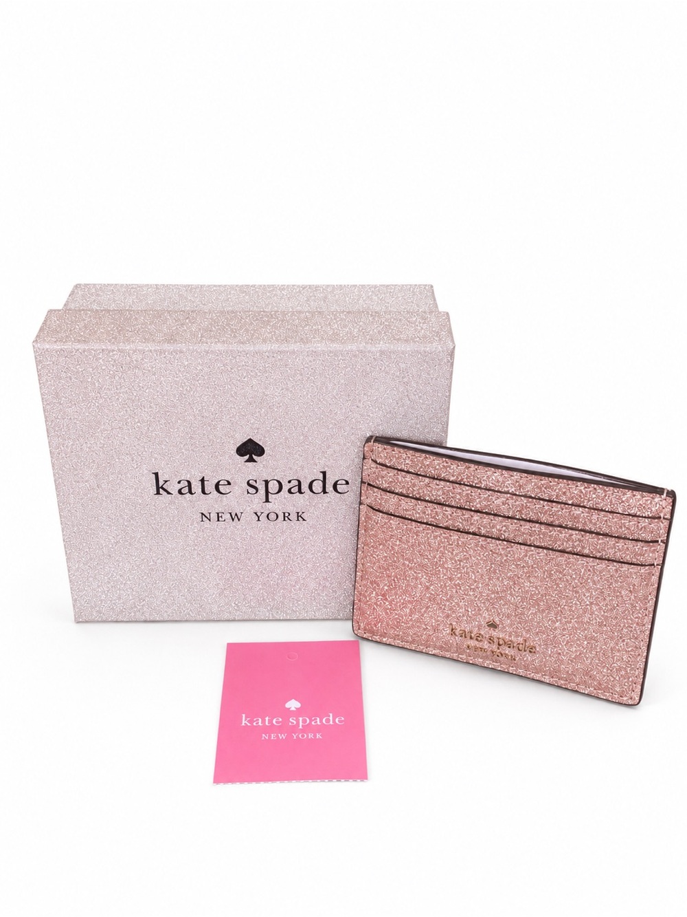 kate spade Rose Gold Glitter Card Holder NWT